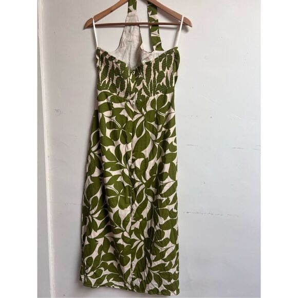 Petal & Pup Women's Green White Tropical Halter Open Back Maxi Dress Large NWOT - Picture 10 of 14